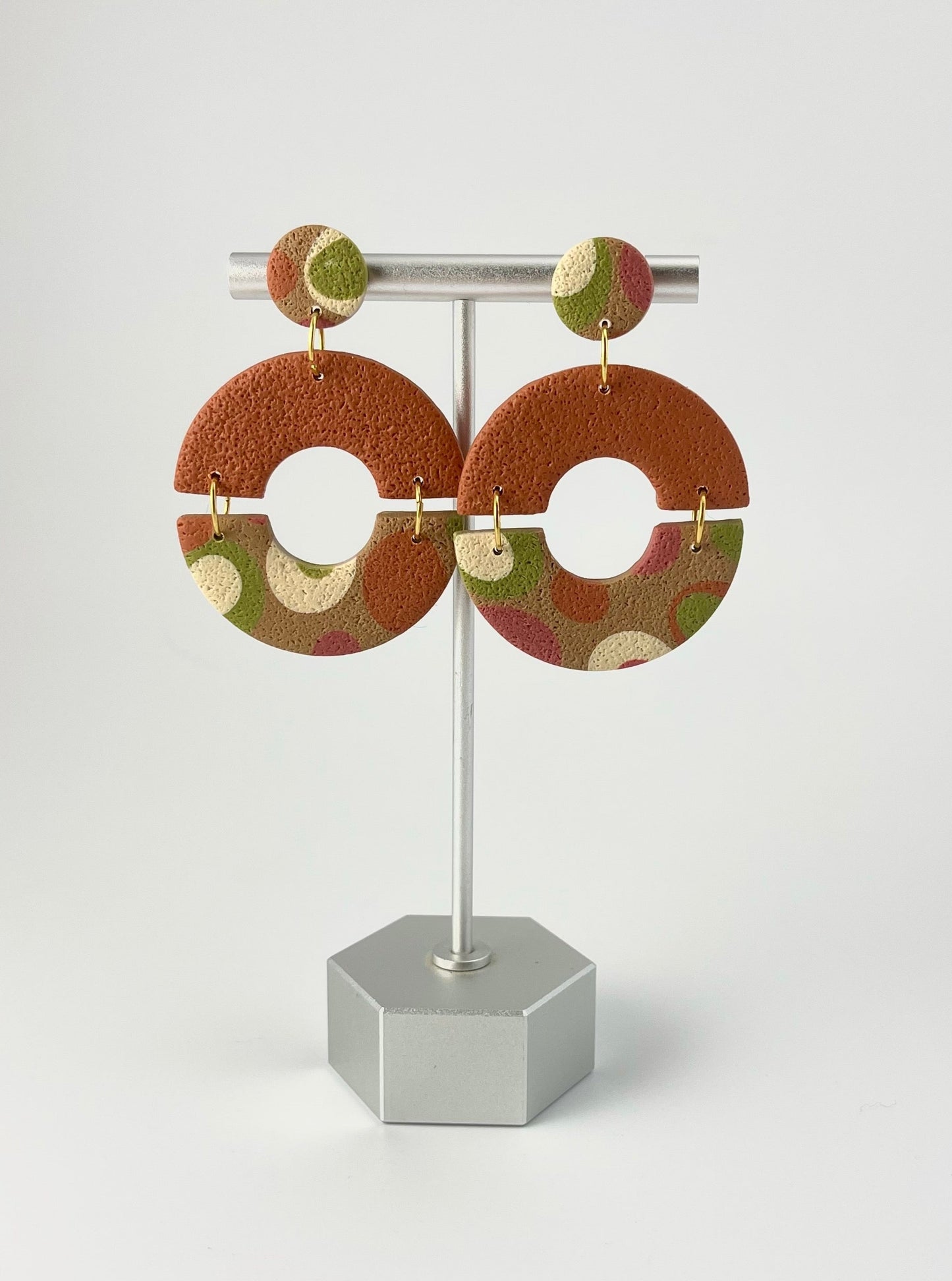'Mod' two-part circles - burnt orange