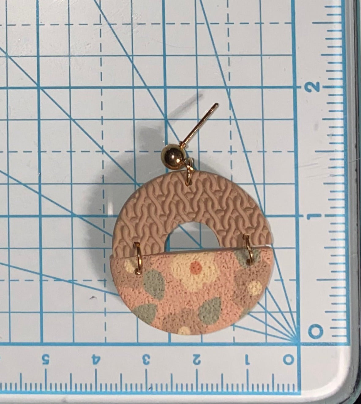 Peachy Floral Semicircles - tan